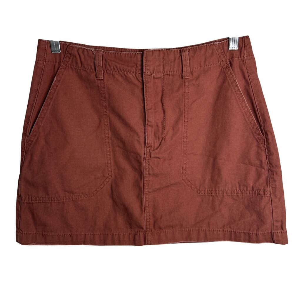 Indigo Rein Denim Mini Skirt - Women's Size Medium - Rust/Burnt Orange/Pockets